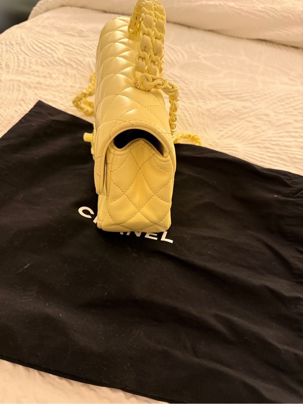 Chanel Yellow Quilted Lambskin Top Handle Flap Bag with Box & Dust Bag - Picture 3 of 7